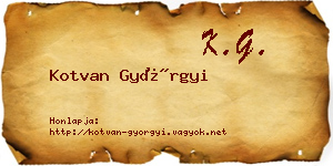 Kotvan Györgyi névjegykártya